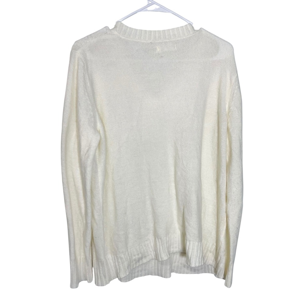 Faded Glory XXL (20) Cream V-Neck Cable Knit Sweater Preppy Coastal Grandma - Picture 3 of 9